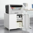 thumbnail image 2 of Office File Cabinets Metal Printer Stand with Storage Mobile Printer Tables for Small Spaces with Door Adjustable Shelf File Cabinet on Wheels for Home Office (White),Metal File Cabinets, 2 of 19