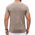 thumbnail image 4 of Zimjoy Men's Henley T Shirt Short Sleeve Stretchy Button Placket Loose Fit T-Shirts Casual Everyday Crew Neck Top Brown L, 4 of 6