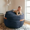 thumbnail image 3 of Big Joe Fuf 4Ft Foam Bean Bag Chair with Removable Cover for Kids, Teens, Midnight Blue, Corded Plush, 4 foot Large Reading and Gaming Seat, 3 of 7