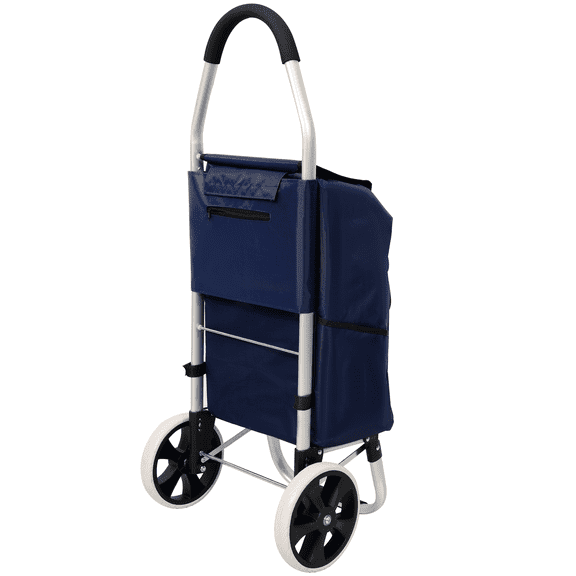 Foldable Blue Shopping Cart with Wheels & Removable Waterproof Oxford Bag – Heavy Duty Grocery Trolley for Supermarket, Laundry, and Transport