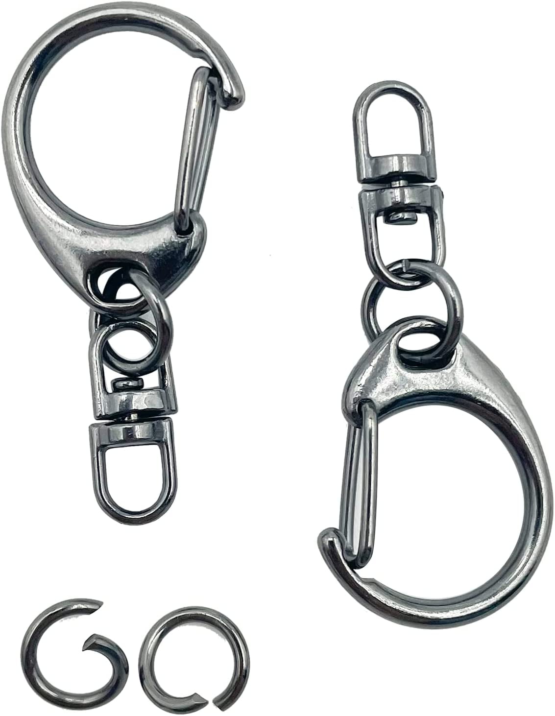50 Sets Keychain Ring Set,Lobster Clasp Clip with D snap Hook and Open Jump  Rings,Flat Split Key Ring Gunblack A1076