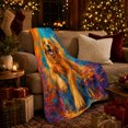 thumbnail image 3 of Golden Retriever On Sofa With Pumpkins And Bat Halloween Scene Colorful Painterly Art Flannel Blanket For Dog Fans, Soft Cozy Home Decor For Living Room Bedroom Halloween Gift, 3 of 9