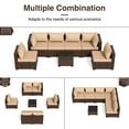 thumbnail image 2 of ELPOSUN 7 Pieces Patio Furniture Set All Weather Outdoor Sectional Sofa, Outdoor Modern Sectional Furniture Wicker Couch with Glass Coffee Table, Thicken Khaki Cushions, Water Resistant, 2 of 9
