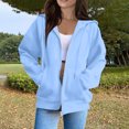 thumbnail image 2 of Resicozy Womens Zip Up Hoodies Oversized Long Sleeve Sweatshirts Comfy Lightweight Y2k Jackets Loose Fit Hooded Sweatshirt Sky Blue L, 2 of 5