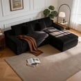 thumbnail image 6 of HipyMo 105" Sectional Couches for Living Room Corduroy Cloud Couch Sofa with L-Shape Upholstered Boneless Couchs Modern Modular Sectional Couch with Chaise (Right Facing Chaise+2Seaters, Black), 6 of 9