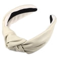 thumbnail image 1 of Diademas de cuero de PU anudadas cruzadas, Diadema ancha de moda antideslizante para mujeres, Beige, 2.78''x1.73'', 1 of 7