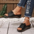 thumbnail image 7 of Cute Sandals for Women, Barefoot Sandals Women, Slip-On Wedge Sandals With Arch Support - Lightweight Comfortable Open Toe Slippers Soft Insole & Anti-Slip Sole Boho Slingback Sandals, Black 8, 7 of 7