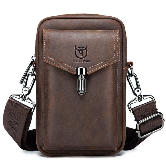 Men Leather Belt Bag Travel Messenger Crossbody Cell Phone Purse Wallet