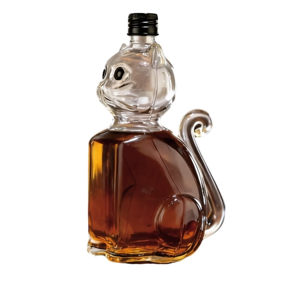 AOOOWER Durable Borosilicate Glass Cats Shape Whiskeys Decanter With Leak Proof Cap Ideal For Liquor Preservations And Decors