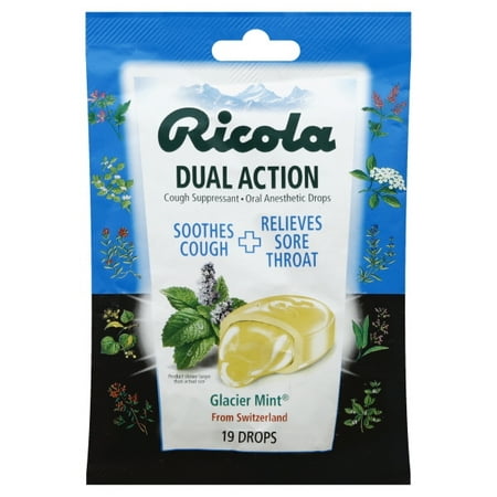 Ricola Extra Strength Glacier Mint Cough Suppressant Drops, 19
