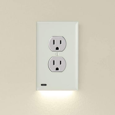 3 Pack - SnapPower GuideLight 2 for Outlets [New Version - LED Light Bar] - Night Light - Electrical Outlet Wall Plate with LED Night Lights - Automatic On/Off Sensor - (Duplex, Light Almond)