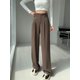 thumbnail image 2 of Pantalones de otoño para mujer, lisos, combinables, sencillos, informales, de cintura alta, para oficina, elegantes, holgados y cómodos, ropa de calle Ulzzang, 2 of 6