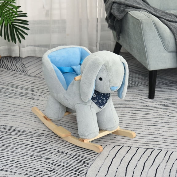 Kids Ride-On Rocking Horse Toy Bunny Rocker with Fun Play Music & Soft Plush Fabric for Children 18-36 Months