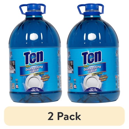 (2 pack) Ten Liquid Phosphate free Carry on Handle Bottle, Fresh, 128 fl oz