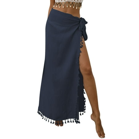 MSJUHEG Swim Suit Coverup for Women Sarong Coverups for Women Beach Cover Up Wrap Skirts for Women Cover Up Skirt Bikini Bottom For Swimsuits Bathing Suits High Cut Hipster Navy One Size