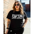 thumbnail image 3 of Women's Graphic T-Shirt Black XS Women's Tops Faith Can Move Mountains Crew Neck Short Sleeve Shirts for Women, 3 of 3