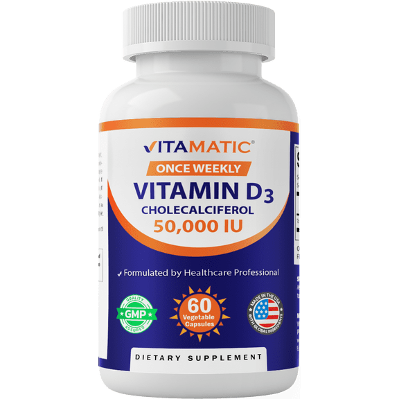 Vitamatic Vitamin D3 50,000 IU Weekly Dose 60 Veggie Capsules