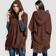 thumbnail image 2 of MIASHUI Plus Size Knit Sweater Button Hood Cape Shawl, Scarf for Women, Fashion Scarf for Casual Wear, Warm Scarf Coffee,One Size, 2 of 6