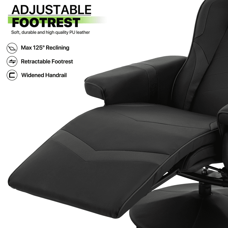 Racing Style Reclining Gaming Chair, Computer Recliner Chair with Lumbar  Support, Footrest and Cup Holder, Black/