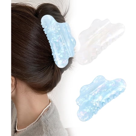 2Pcs Cloud Claw Hair Clips 2 Colors Acrylic 4.1x2 inch Strong Hold for Thick Thin Hair Styling Accessories Making DIY