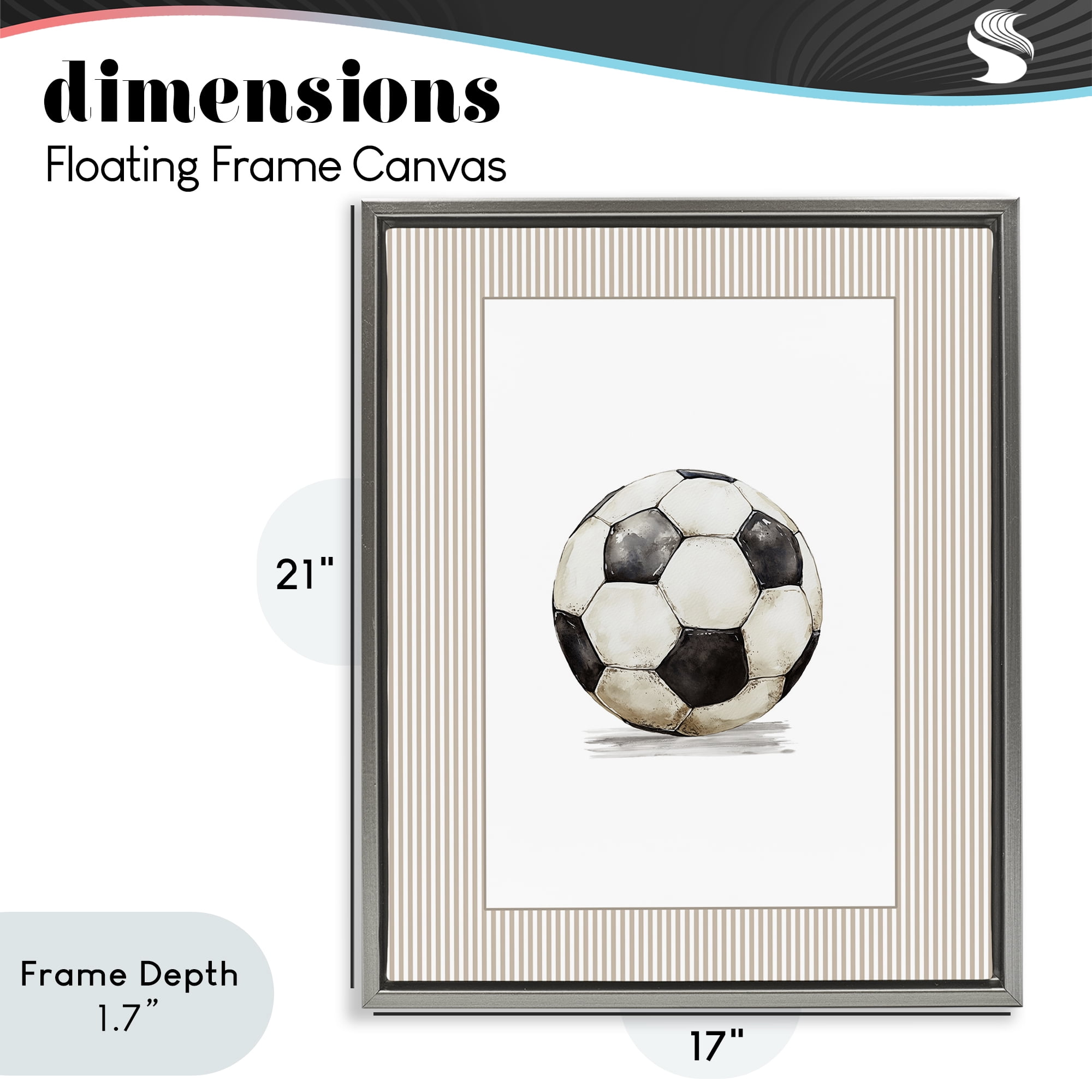 Stupell Industries Vintage Sports Soccer Ball Gray Framed Floater Canvas Wall Art, design by Christine Simpson Art