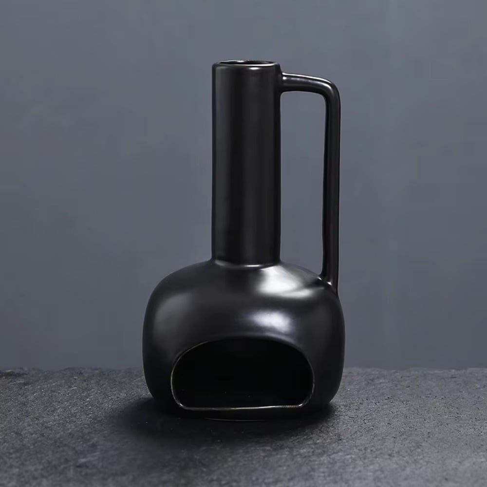 1pc Ceramic Multifunctional Home Decor Palo Santo Holder Sage Burner Incense Burner with Chimney & Handle (Without Incense)