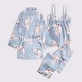 thumbnail image 3 of WTXUE Pajama Sets for Women | Pajamas Polyester Printed Daily Woman | 3-Piece Blue L, 3 of 9