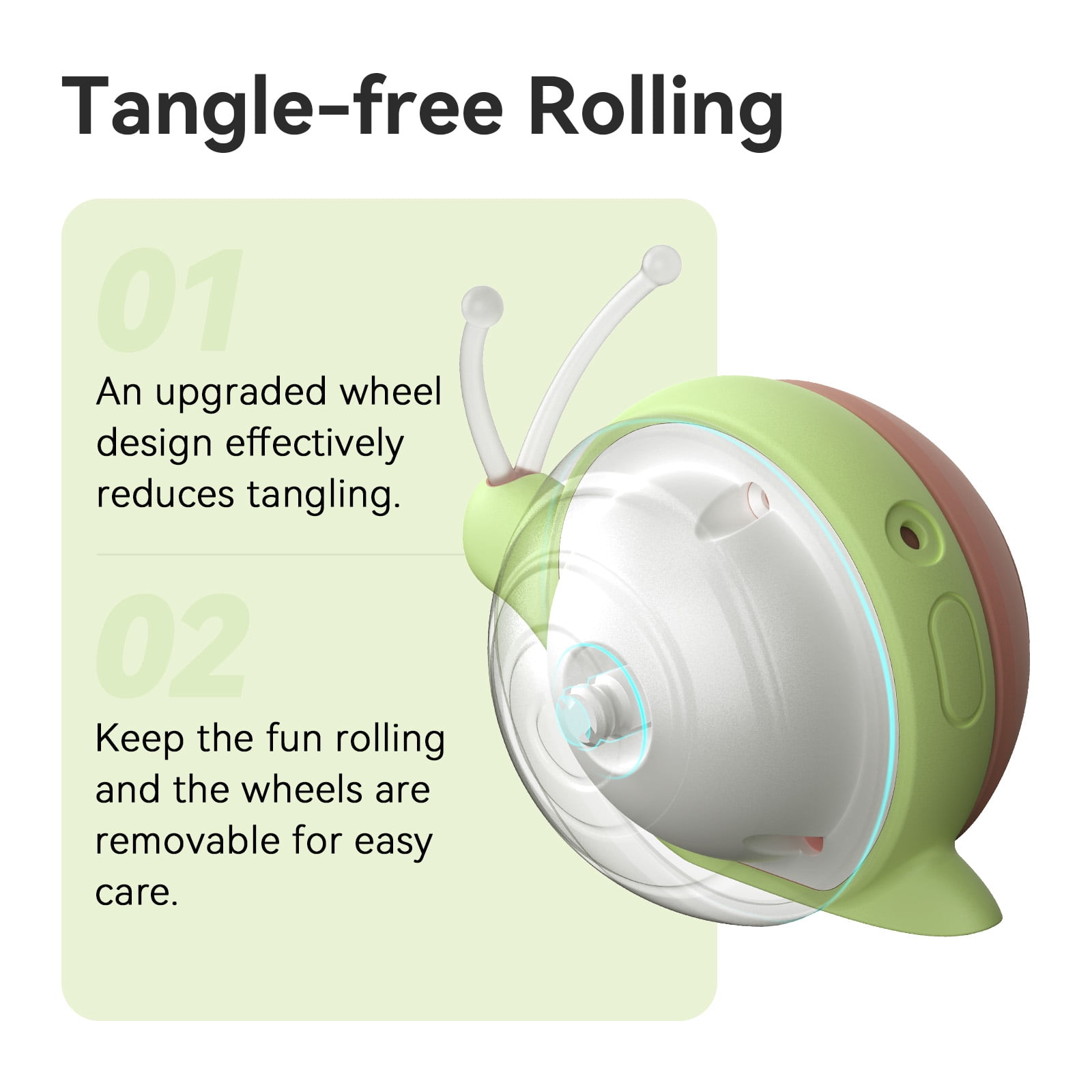 Cheerble Interactive Cat Toy for Indoor Cats, Wicked Snail Kitten Toys, Automatic Cat Toys with LED Lights, Rechargeable Moving Toys for Cats, Smart Stimulating Electric Pet Toy (Brown/ Green)