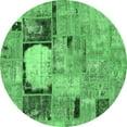 thumbnail image 1 of Ahgly Company Indoor Round Patchwork Emerald Green Transitional Area Rugs, 6' Round, 1 of 4