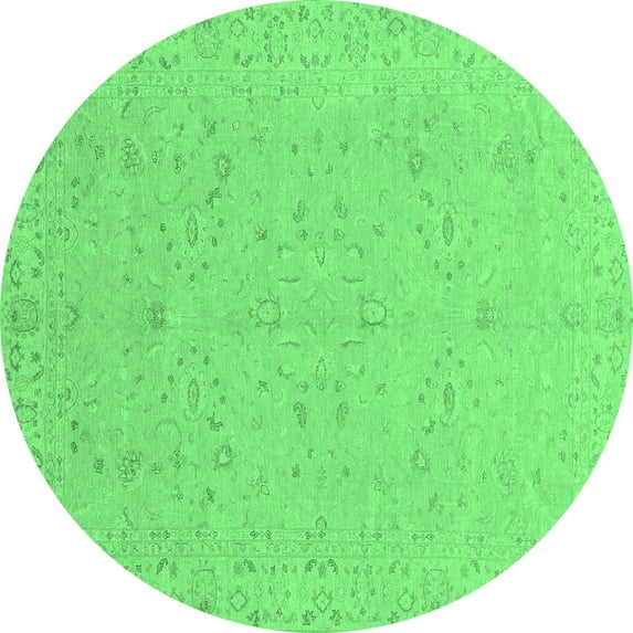 Ahgly Company Indoor Round Abstract Emerald Green Modern Area Rugs, 4' Round