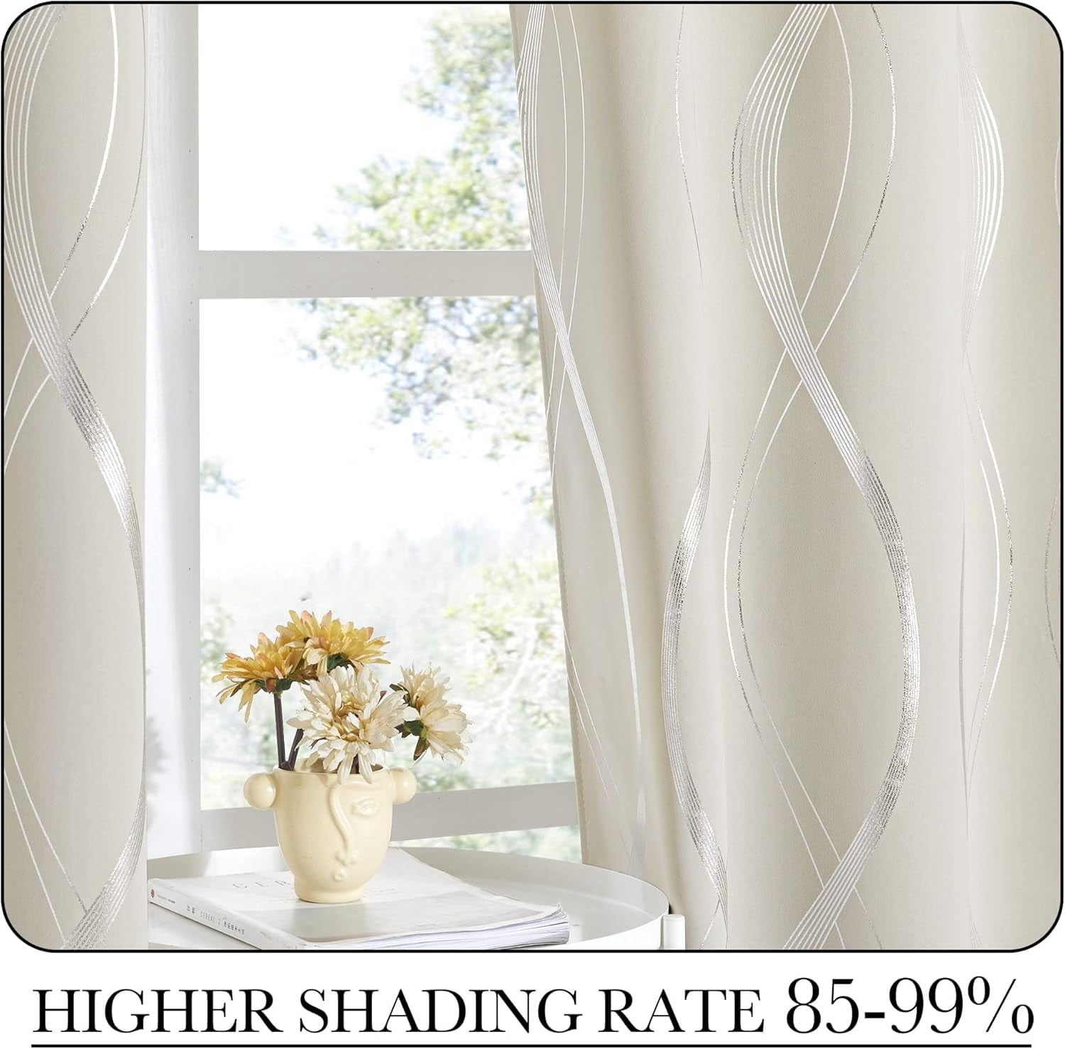 2pcs 84in (L) x 52in (W) blackout curtains, thickened and encrypted material, suitable for bedrooms, dining rooms, living rooms, blackout, winter warmth, summer blackout, new home decoration （Beige）