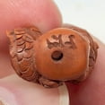thumbnail image 2 of Hand Carved Fierce Dragon Boxwood Ojime/Netsuke Bead | 33x17x11mm | Brown | 1 Beads, 2 of 7