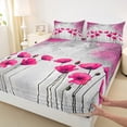 thumbnail image 3 of Homewish Chic Floral Flowers Twin Sheet Sets 3pcs for Female Men Adults,Grey Pink Twin Fitted Sheet Microfiber,Spring Garden Breathable Flat Sheet,Breathable Home Decor, 3 of 7