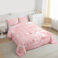 thumbnail image 3 of jejeloiu Japanese Cherry Blossom Queen Comforter Set,Kawaii Floral Plants Bedding Sets,Pink Flowers Leaves Bedding Comforter Set For Ultra Soft Home Decor Reversible,3-Piece, 3 of 8