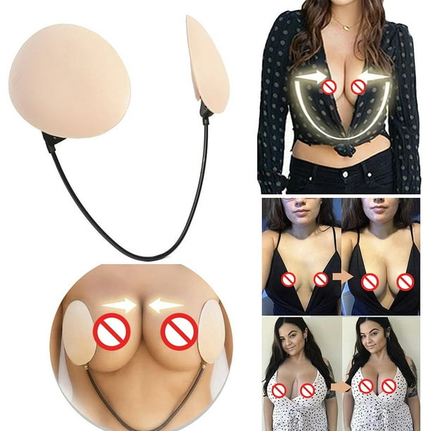 Jinsinto Push up Frontless Bra Kit Wire,Deep Plunge Bra Kit Silicone Cover  for Sweetheart Necklines Beige