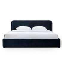Omax Decor Chloe Upholstered Platform King Bed in Blue Fabric