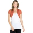 thumbnail image 3 of Fashion Secrets Women's Short Sleeves Sheer Chiffon Bolero Shrug Short Cardigan (Small, Orange), 3 of 7