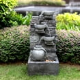 thumbnail image 5 of Teamson Home 28.5" Outdoor 4-Tier Stacked Stone Cascading Water Fountain with LED Lights, Gray, 5 of 12