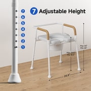 Loyoda Bedside Commode for Seniors with Armrests & Padded Seat, Includes Potty Bucket & Splash Guard, 350 lbs Capacity