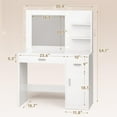thumbnail image 7 of 35.4" Vanity Desk with LED Mirror & Power Outlet, Makeup Vanity Table with 3 Open Storage Shelves, Drawers and Cabinet, 3 Model Adjustable Lights for Bedroom & Dressing Room (White), 7 of 7