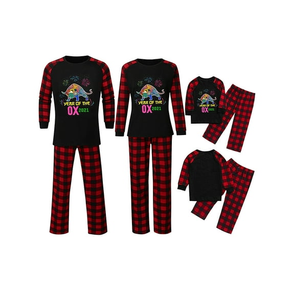 KOMOO Christmas Pajamas for Family Red Plaid Letters Matching Christmas Family Pajamas Sets Jammies Sleepwear