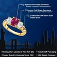 thumbnail image 2 of Gem Stone King 18K Yellow Gold Plated Silver Red Created Ruby and White Moissanite Filigree Style 3 Stone Ring for Women (2.35 Cttw, Oval 8X6MM and 6X4MM) (Size 8), 2 of 6