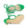 thumbnail image 4 of BLISSFUL STEP Women's Strappy Lace Up Slingback Open Toe Stiletto Heel Sandals Green 11, 4 of 7