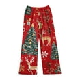 thumbnail image 4 of WTOBBY Women's Holiday-Themed Print Pajama Pants, Plush and Warm Fleece Bottoms with Christmas Snowflake and Tree Patterns, Comfortable Sleepwear for Women,Red XS, 4 of 5