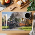 thumbnail image 2 of Steam Train Placemats Set&nbsp;of&nbsp;12 Hose Tree Nature Landscape Countryside Heat Insulation Washable Place Mats, Non-Slip Table Mats for Dining Table Party Kitchen Decor,13x19 Inch, 2 of 9