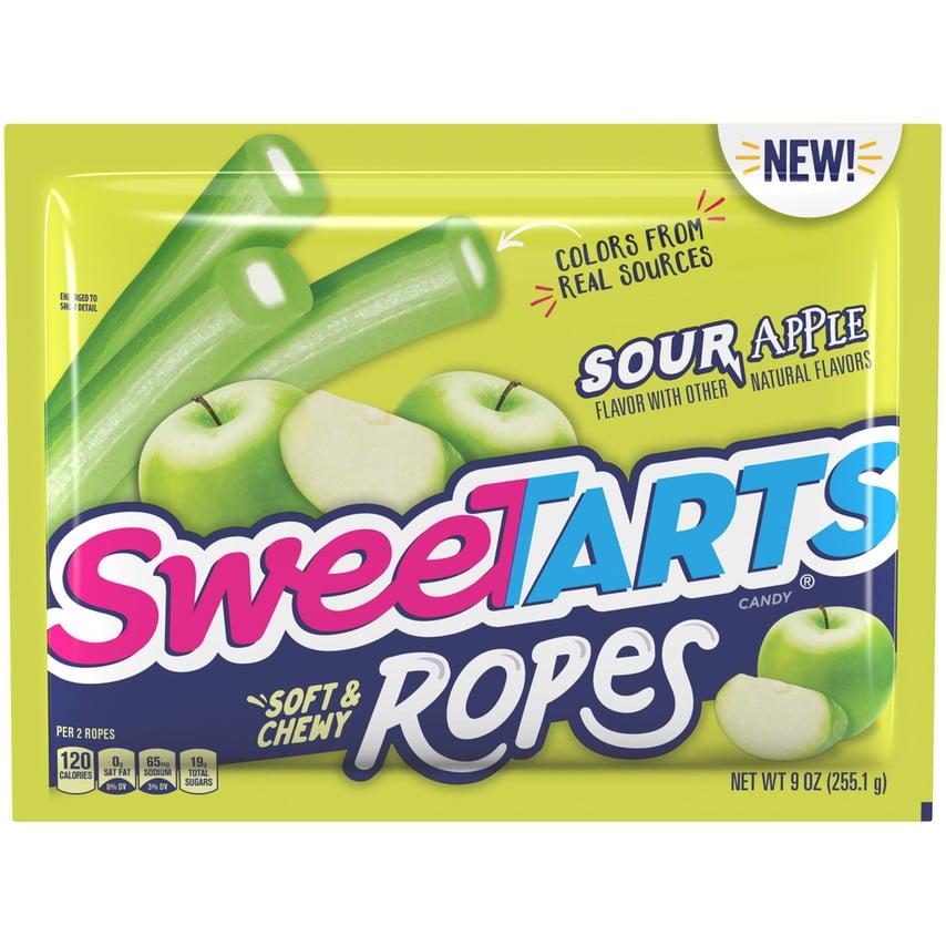SweeTARTS Sour Apple Soft & Chewy Ropes Candy, 9oz Bag