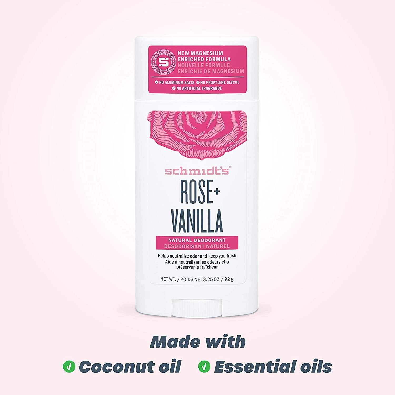 Schmidts 3x Natural Deod Orant Rose Vanilla Vegan Cruelty Free- 325 Oz - Walmartcom