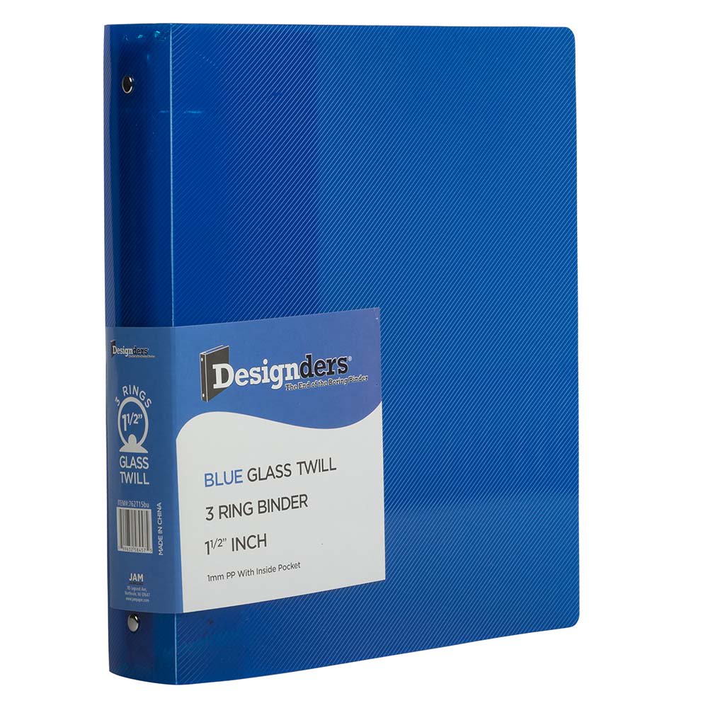 JAM Plastic 3 Ring Binder, 1.5 Inch, Blue, 1/Pack