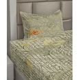 thumbnail image 2 of Ambesonne Paisley Fitted & Top Sheet Set with Sham, Botanical Leafy Butterfly, Yellow Orange, 2 of 4