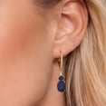 thumbnail image 3 of Gem Stone King 18K Yellow Gold Plated Silver Blue Sapphire and White Lab Grown Diamond Dangle Earrings for Women (5.13 Cttw, Oval 9X7MM), 3 of 6